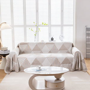 Chenille Geometric Patterned Sofa Throw, Couch Covers for Sectionals for Pets, Throw Cover for Couch