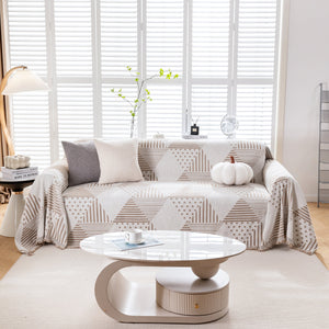 Chenille Geometric Patterned Sofa Throw, Couch Covers for Sectionals for Pets, Throw Cover for Couch