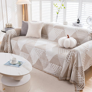 Chenille Geometric Patterned Sofa Throw, Couch Covers for Sectionals for Pets, Throw Cover for Couch