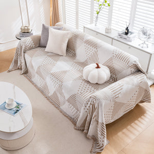 Chenille Geometric Patterned Sofa Throw, Couch Covers for Sectionals for Pets, Throw Cover for Couch