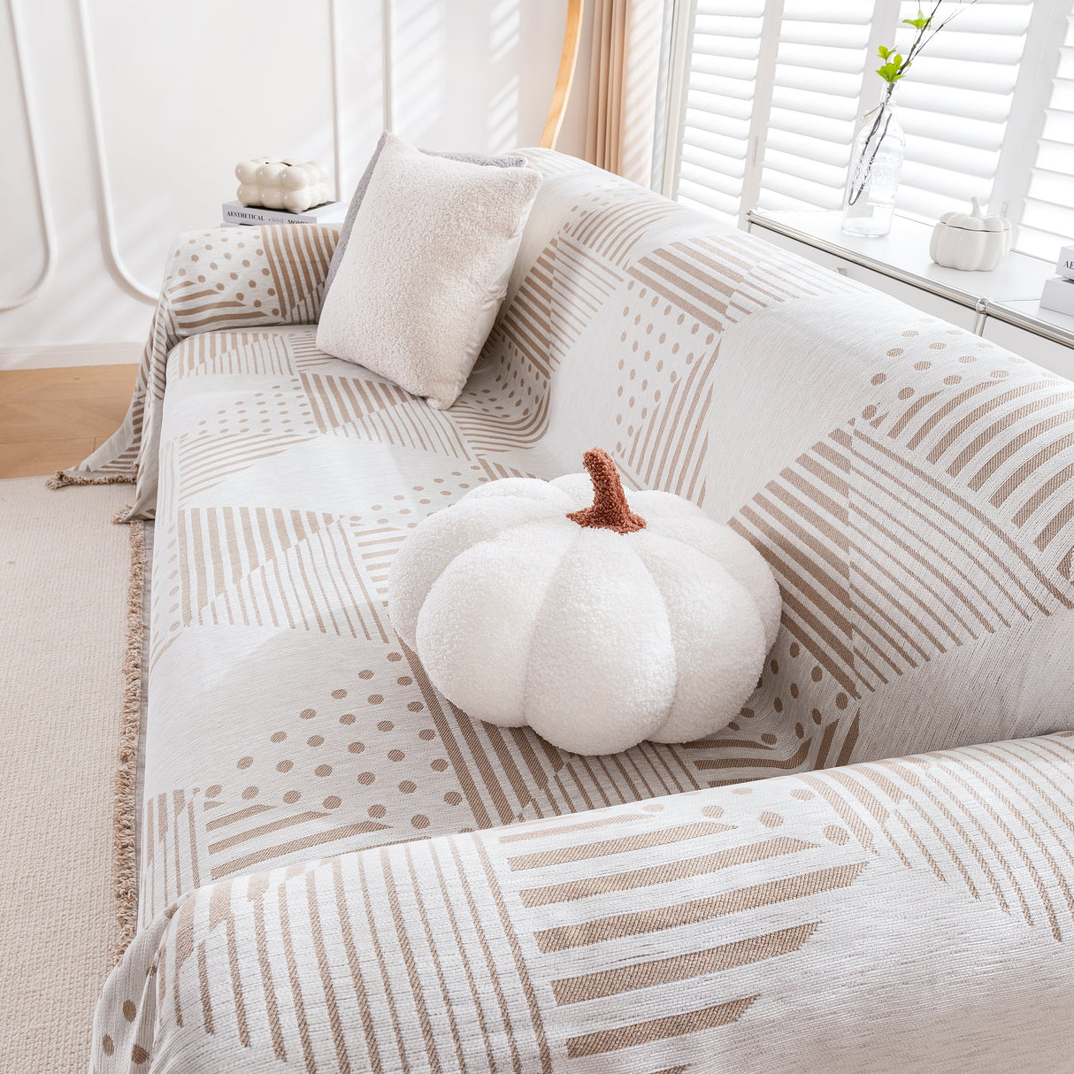 Chenille Geometric Patterned Sofa Throw, Couch Covers for Sectionals for Pets, Throw Cover for Couch