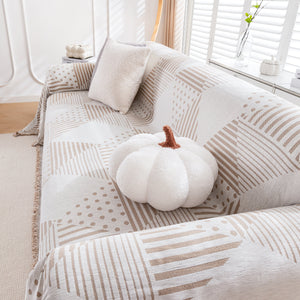 Chenille Geometric Patterned Sofa Throw, Couch Covers for Sectionals for Pets, Throw Cover for Couch