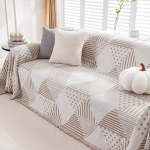 Chenille Geometric Patterned Sofa Throw, Couch Covers for Sectionals for Pets, Throw Cover for Couch