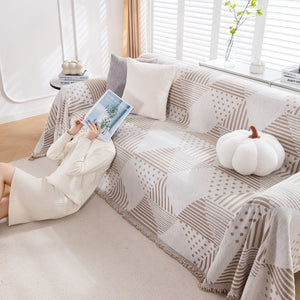 Chenille Geometric Patterned Sofa Throw, Couch Covers for Sectionals for Pets, Throw Cover for Couch