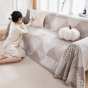 Chenille Geometric Patterned Sofa Throw, Couch Covers for Sectionals for Pets, Throw Cover for Couch