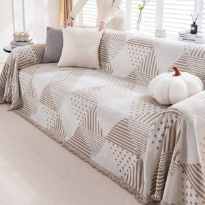 Chenille Geometric Patterned Sofa Throw, Couch Covers for Sectionals for Pets, Throw Cover for Couch