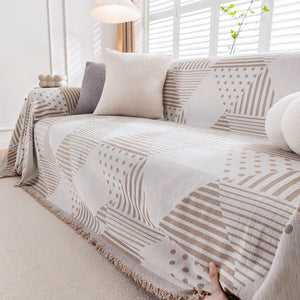 Chenille Geometric Patterned Sofa Throw, Couch Covers for Sectionals for Pets, Throw Cover for Couch