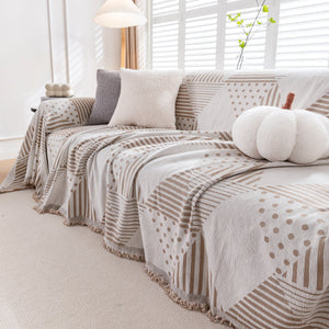 Chenille Geometric Patterned Sofa Throw, Couch Covers for Sectionals for Pets, Throw Cover for Couch