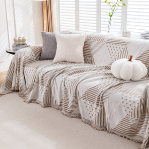 Chenille Geometric Patterned Sofa Throw, Couch Covers for Sectionals for Pets, Throw Cover for Couch
