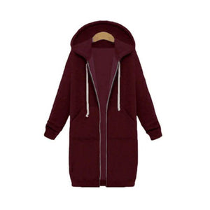Zipper Front Pocket Drawstring Hoodie