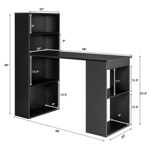 Computer Desk Writing Workstation Office with 6-Tier Storage Shelves-Black
