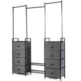 3-in-1 Portable Multifunctional  Dresser with 8 Fabric Drawers and Metal Rack