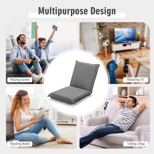 Adjustable 6 positions Folding Lazy Man Sofa Chair Floor Chair-Gray
