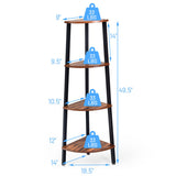 4-Tier Corner Shelf Metal Storage Rack Domestic Bookcase-Black