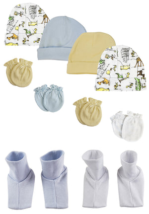 Boys Baby Caps, Booties and Mittens (Pack of 10)