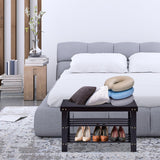 3 Tier Bamboo Bench Storage Shoe Shelf-Black