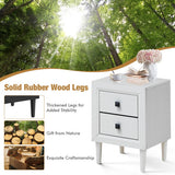 Multipurpose Retro Bedside Nightstand with 2 Drawers-White