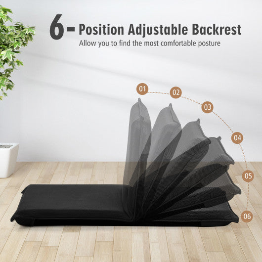Adjustable 6 Positions Folding Lazy Man Sofa Chair Floor Chair-Black