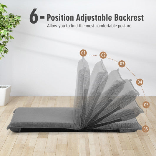 Adjustable 6 positions Folding Lazy Man Sofa Chair Floor Chair-Gray