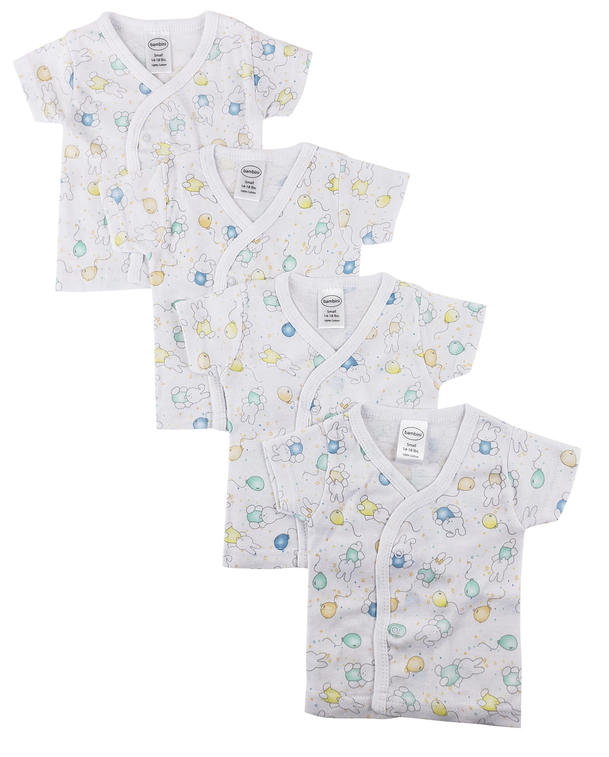 White Side Snap Short Sleeve Shirt - 4 Pack