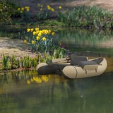 Inflatable Fishing Float Tube with Pump Storage Pockets and Fish Ruler-Beige