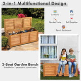 47 Gallon Acacia Wood Storage Bench Box for Patio Garden Deck