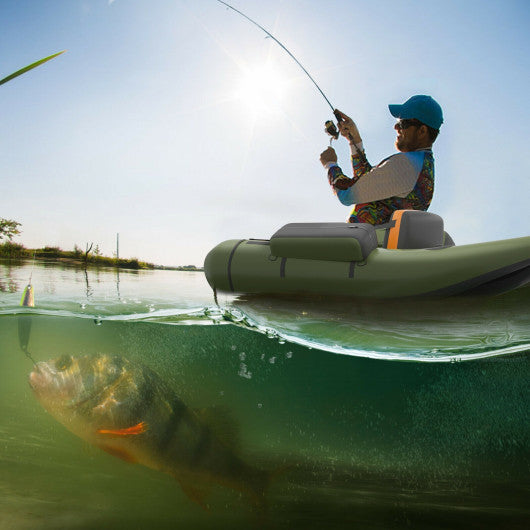 Inflatable Fishing Float Tube with Pump Storage Pockets and Fish Ruler-Green