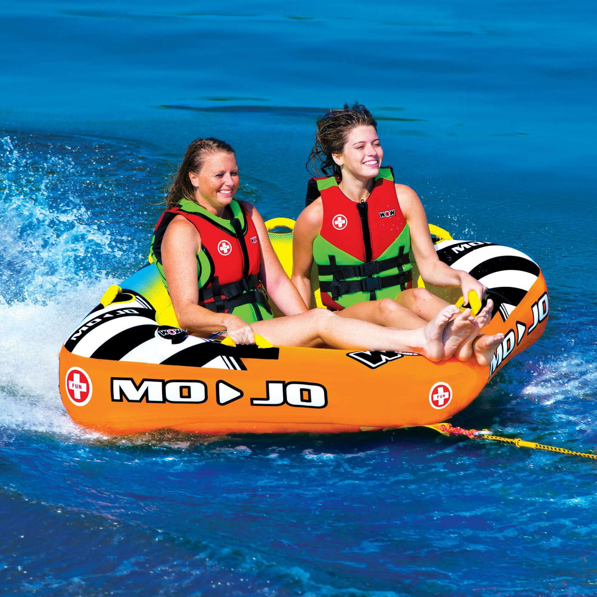 WOW Sports Mojo 1-2 Person Towable Water Tube For Pool and Lake (16-1060) by Jupiter Gear
