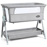 Adjustable Baby Bedside Crib with Large Storage-Gray