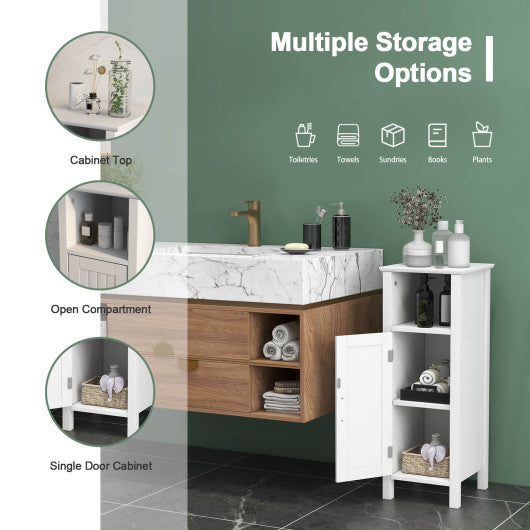 1-Door Freestanding Bathroom Cabinet with Open Shelf