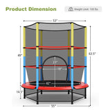 55 Inches Kids Trampoline Recreational Bounce Jumper with Safety Enclosure Net