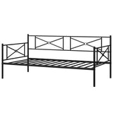 Metal Daybed Twin Bed Frame Stable Steel Slats Sofa Bed-Black