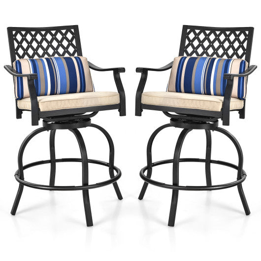 Set of 2 Outdoor Bar Height Chair with Soft Cushions