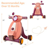 2-in-1 Baby Sit to Stand Learning Walker with Lights and Sounds-Pink