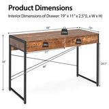 2-Drawer Home Office Desk with Steel Frame-Rustic Brown