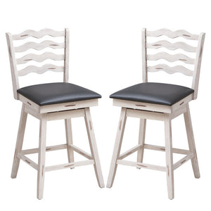 360° Swivel Bar Stools with Rubber Wood Frame and Ergonomic Backrest and Footrest-25 inches