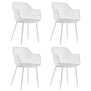 Set of 4 Heavy Duty Modern Dining Chair with Airy Hollow Backrest-White