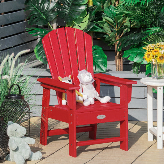 Patio Kids' Adirondack Chair with Ergonomic Backrest-Red