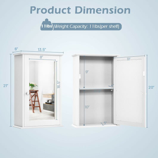 Bathroom Wall Cabinet with Single Mirror Door