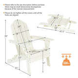 Foldable Weather Resistant Patio Chair with Built-in Cup Holder-White