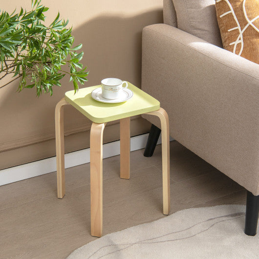 Set of 4 Colorful Square Stools with Anti-slip Felt Mats-Multicolor
