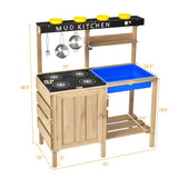 Outdoor Mud Kids Kitchen Playset Wooden Pretend Play Toy with Kitchenware