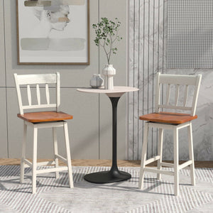 24.5 Inches Set of 2 Swivel Bar Stools with 360° Swiveling-White