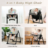 4-in-1 Baby High Chair with 6 Adjustable Heights-Gray