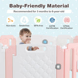 14 Panels Kids Safety Activity Play Center with Drawing Board-Pink