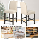 2 Pcs Fabric Nail Head Counter Height Dining Side Chairs Set-Beige