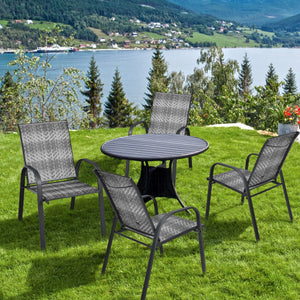 Set of 6 Outdoor PE Wicker Stackable Chairs with Sturdy Steel Frame-Gray