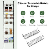 Over the Door Pantry Organizer Rack with Adjustable Door Hook and 6 Basket