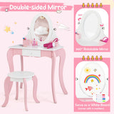 Pretend Kids Vanity Set with 360 ° Rotatable Mirror and Play Accessories