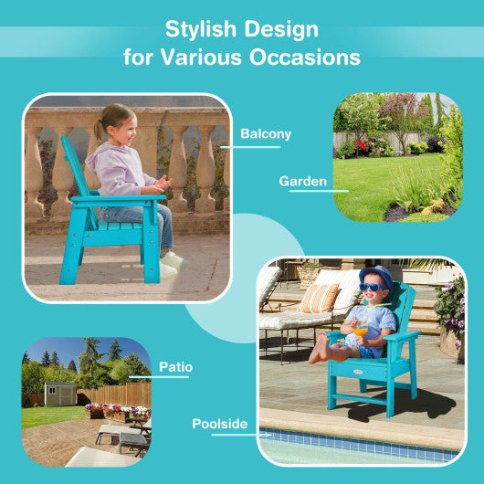 Patio Kids' Adirondack Chair with Ergonomic Backrest-Turquoise